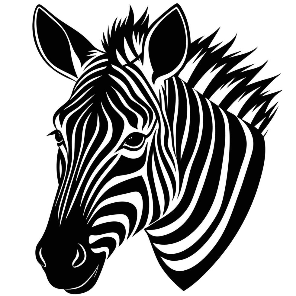 zebra head silhouette on white background vector