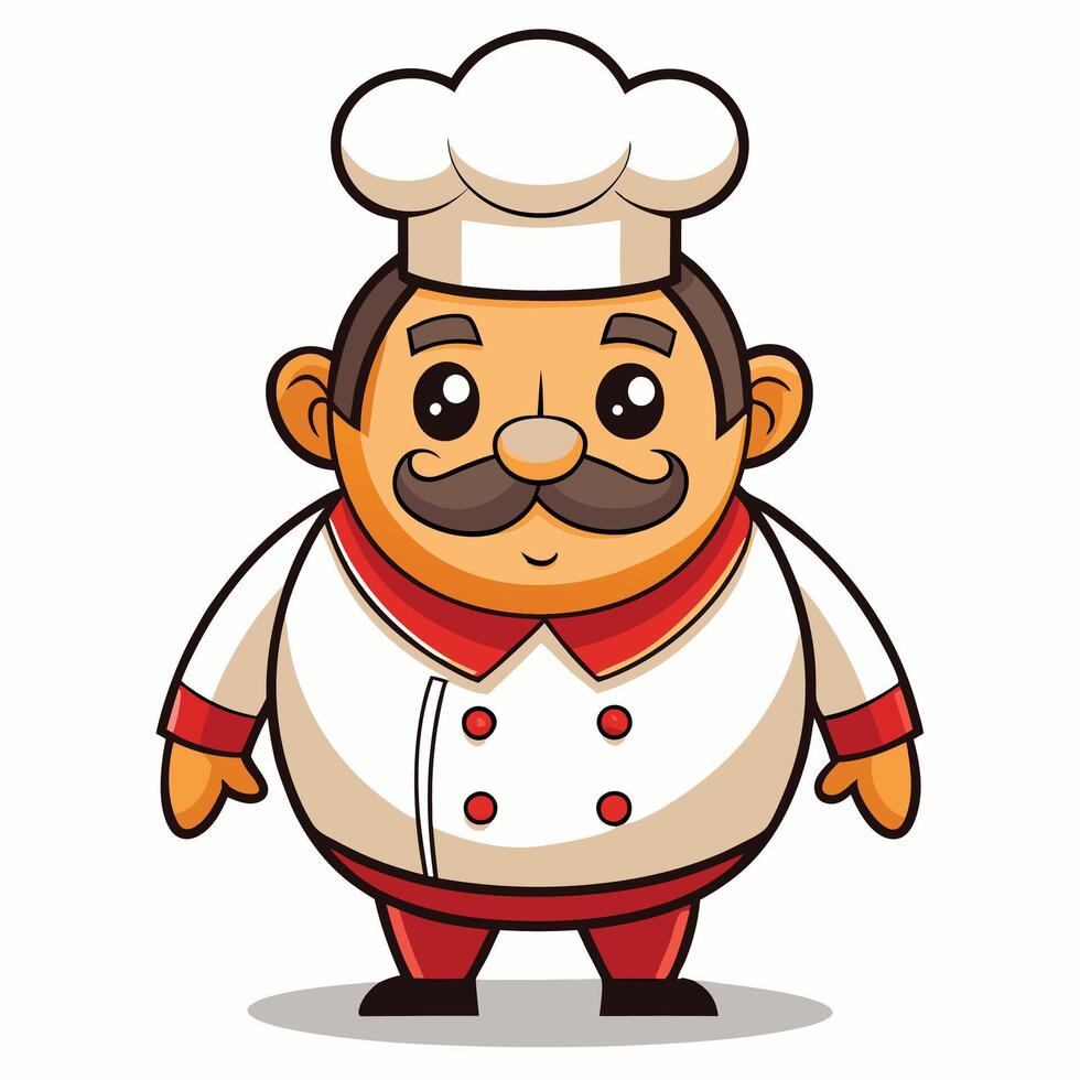 cartoon chef character with mustache and mustache vector
