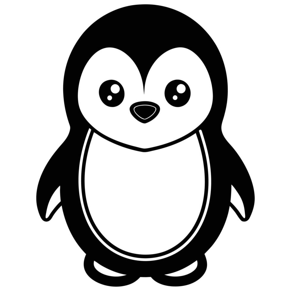 a penguin is shown in a black and white drawing vector