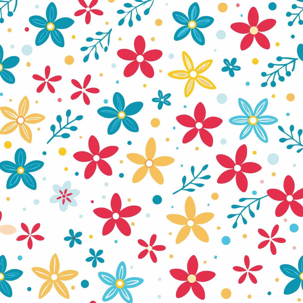 floral pattern with colorful flowers on a white background vector