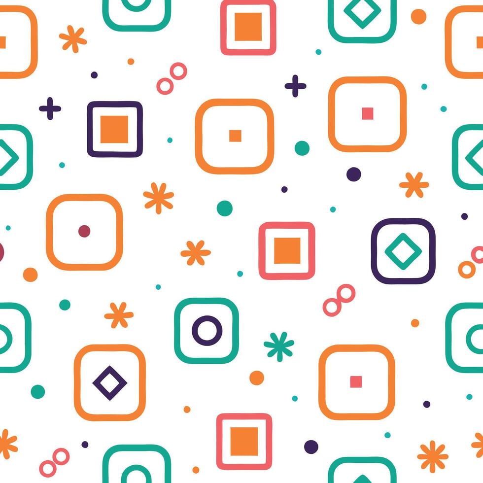 a colorful pattern with squares and circles vector