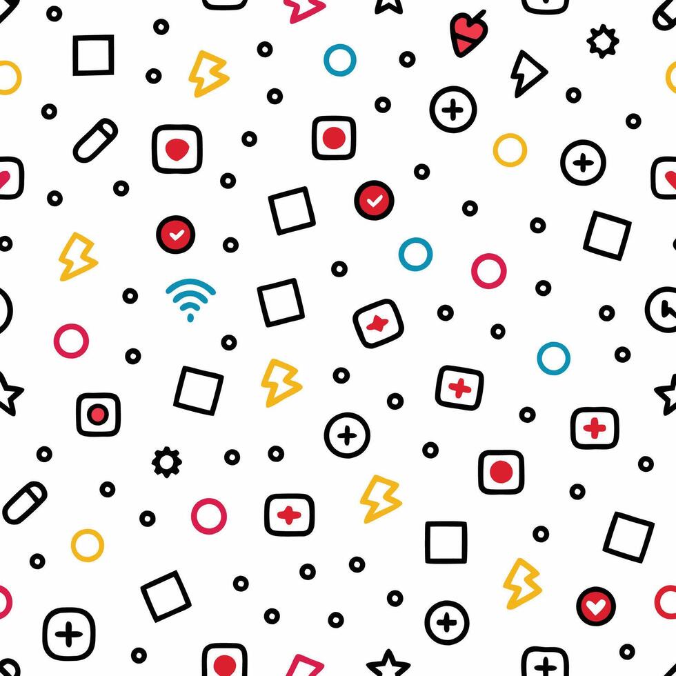 a seamless pattern with various icons and symbols vector