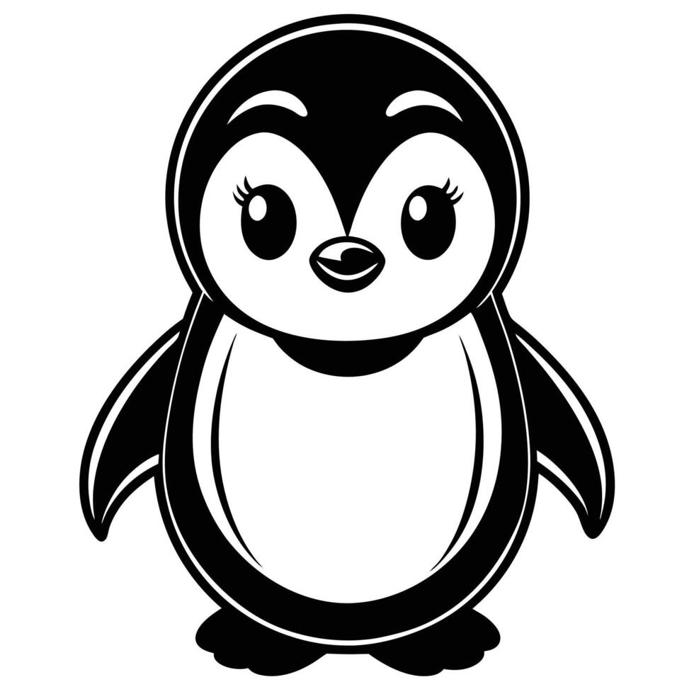 a penguin is shown in a black and white drawing vector