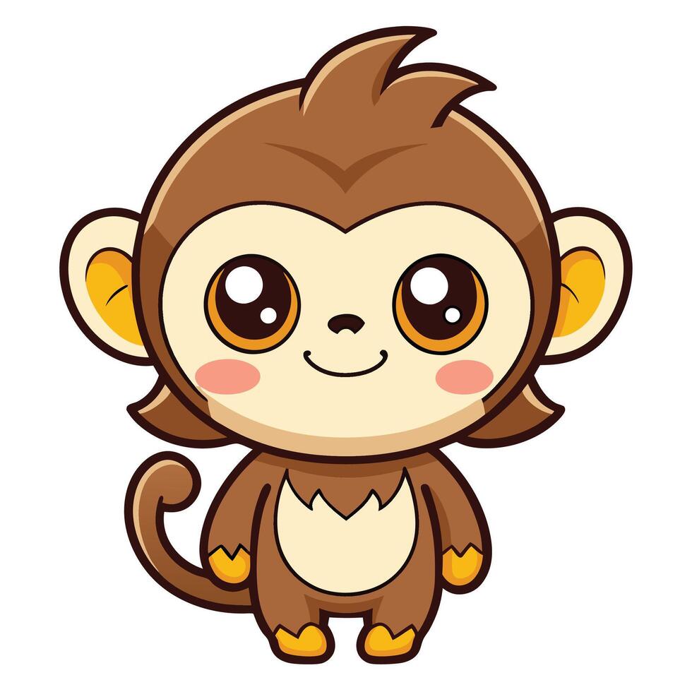 a cartoon monkey with big eyes and a big nose vector
