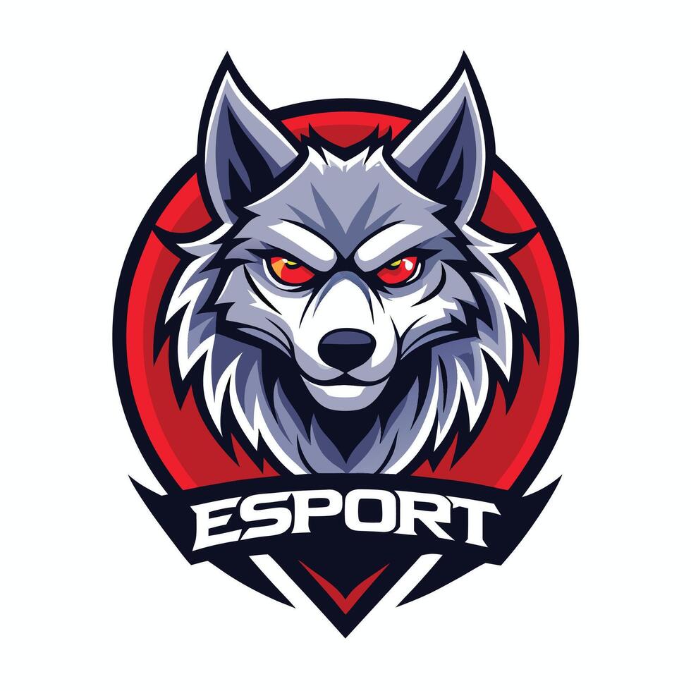 esport logo with a wolf head vector