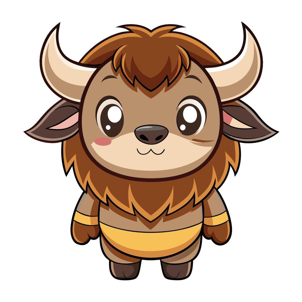 cartoon bison character illustration vector