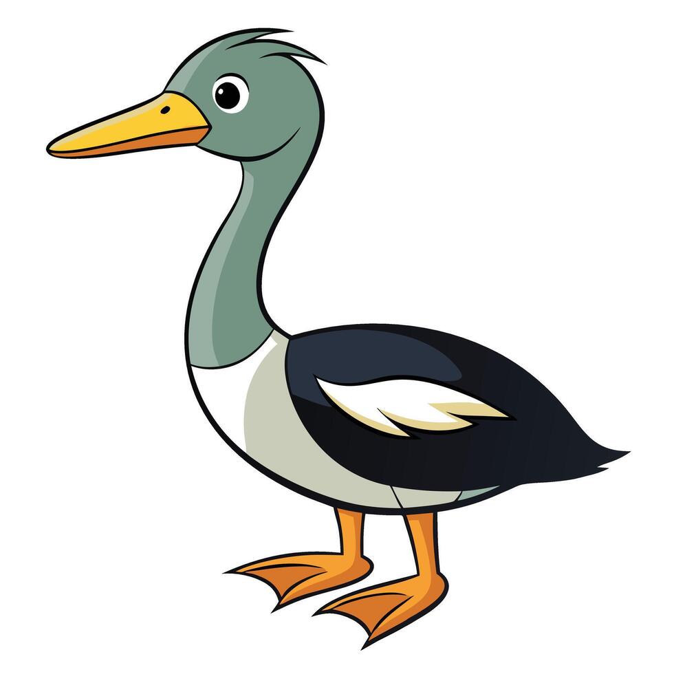 Cartoon duck on white background vector