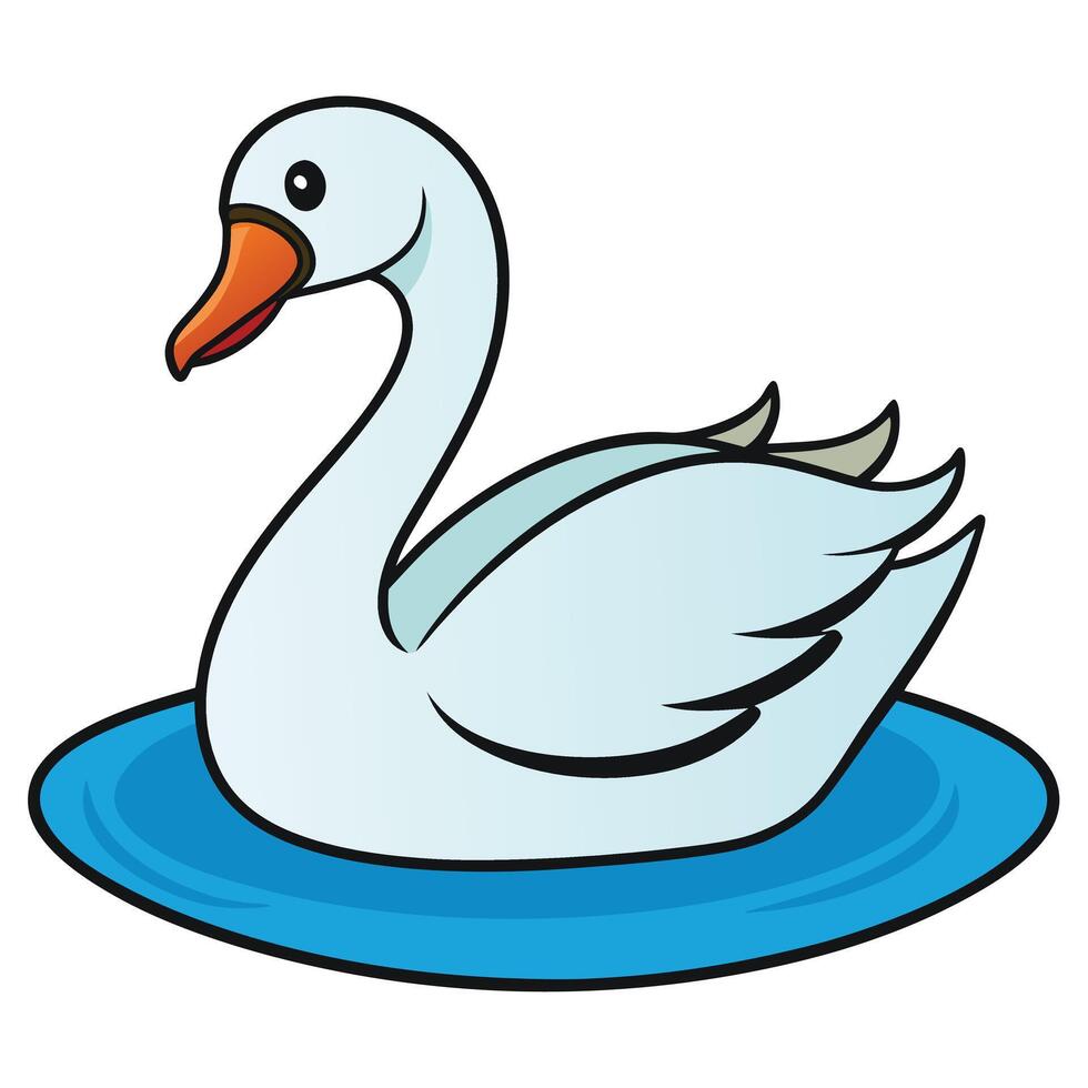A cartoon white swan swimming in a blue pool vector