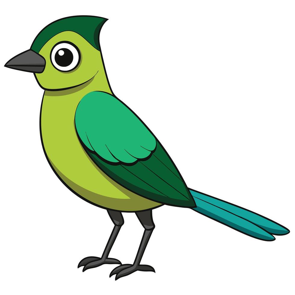A cartoon bird with green and blue feathers vector