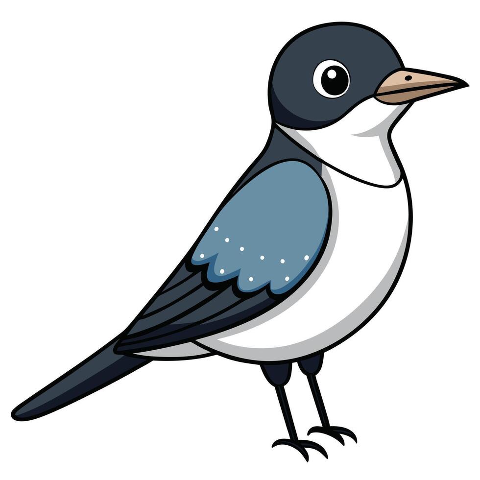 A cartoon bird with black and white feathers vector