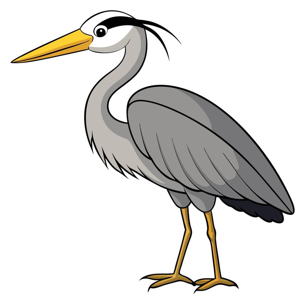 A cartoon heron standing on a white background vector