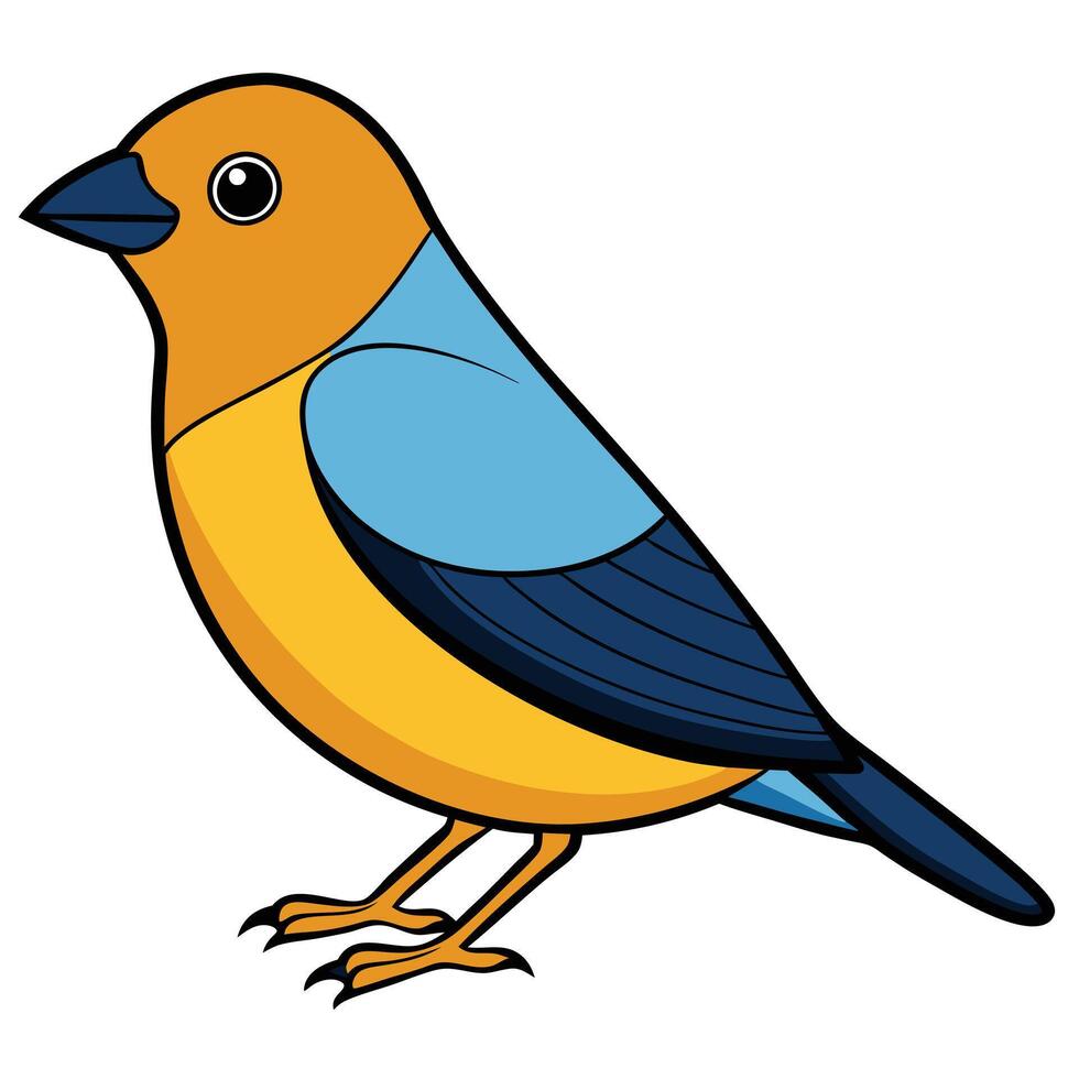 A cartoon bird with blue and yellow feathers vector