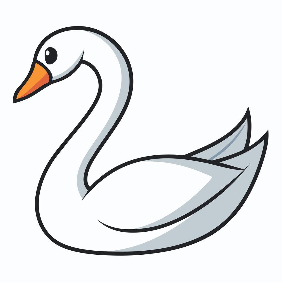 A white swan with orange beak on a white background vector