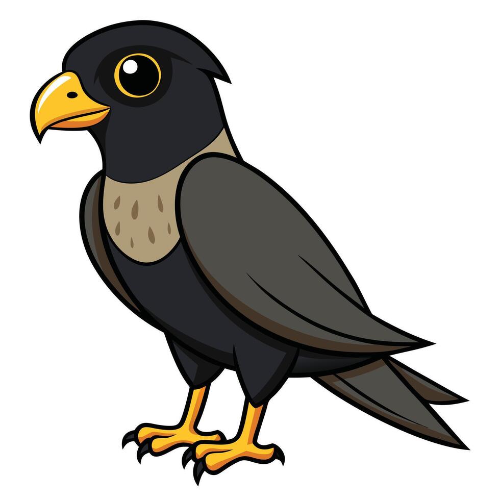 A cartoon bird with yellow eyes and black feathers vector