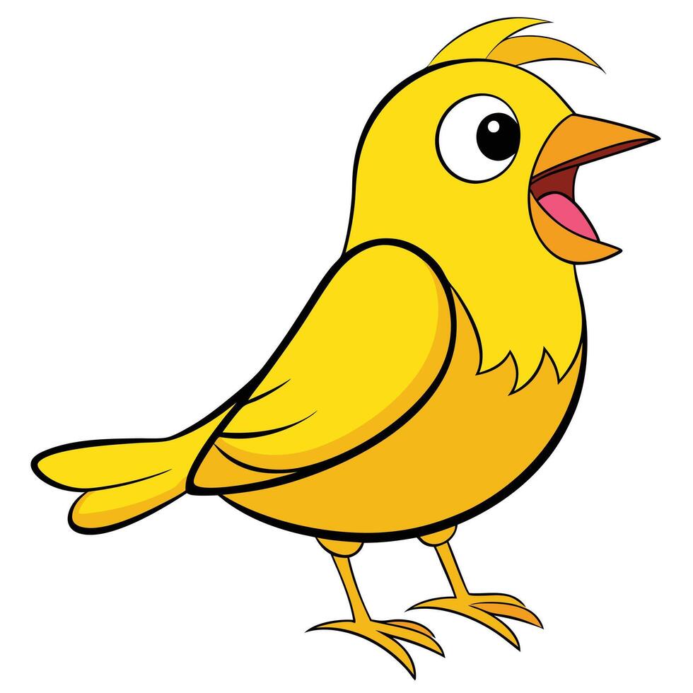 A cartoon yellow bird with open mouth vector