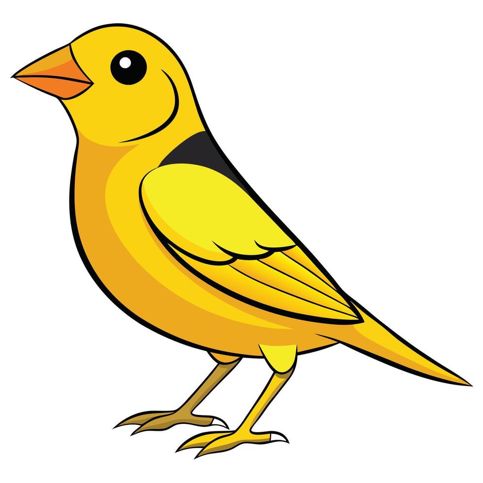 A cartoon yellow bird with black beak vector