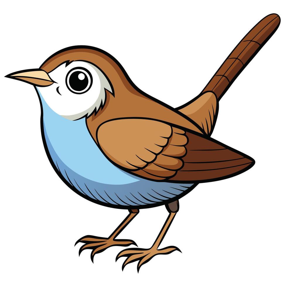 A cartoon bird with brown and blue feathers vector