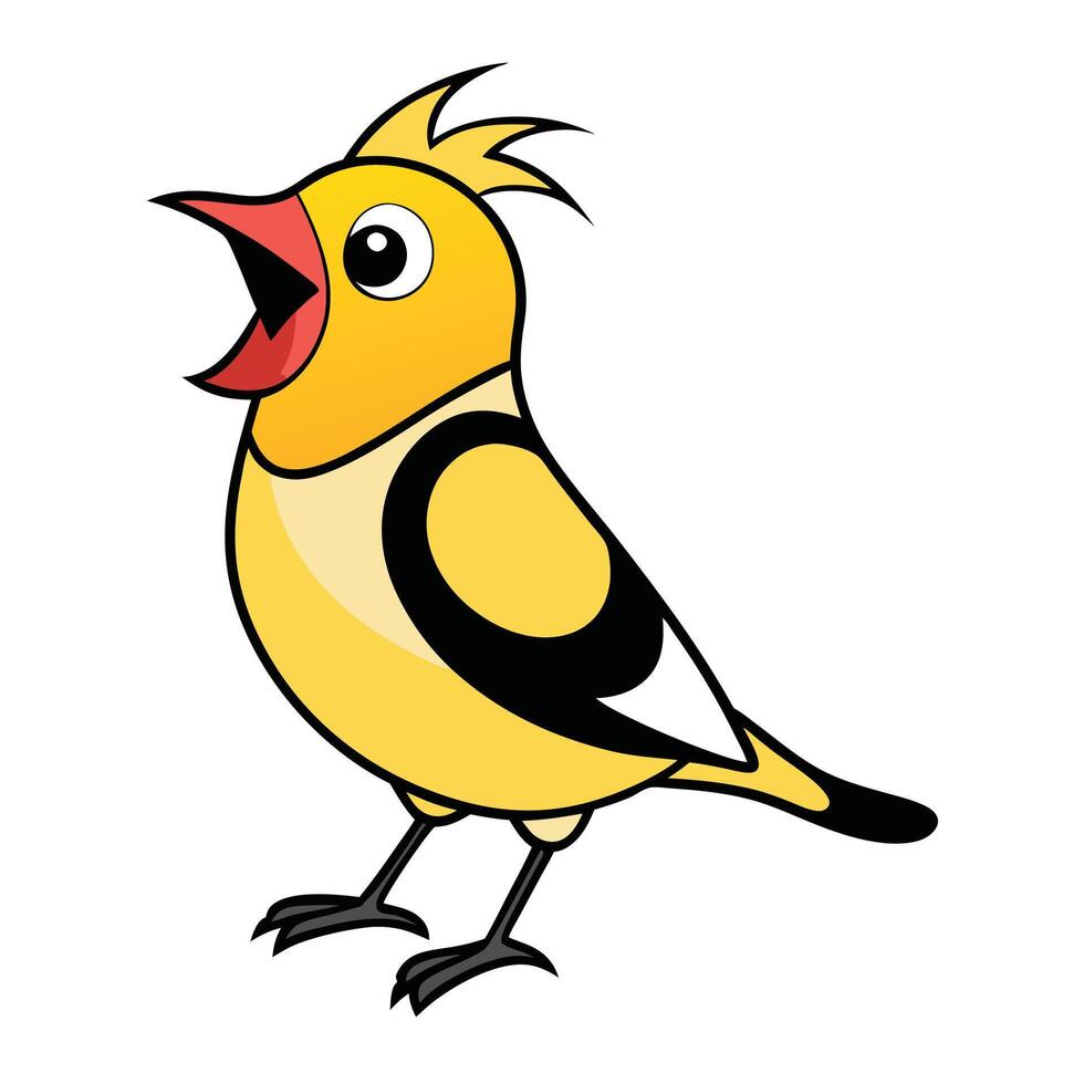 A cartoon bird with a black beak and yellow feathers vector