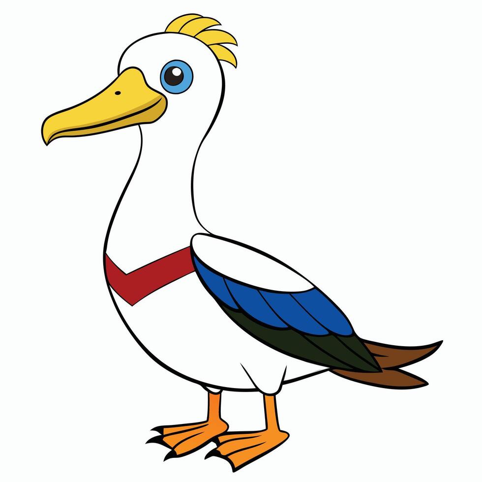 A cartoon bird with a blue beak and white feathers vector
