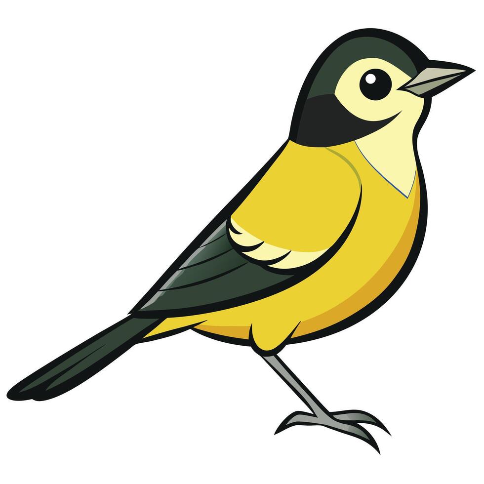 A cartoon bird with yellow and black feathers vector