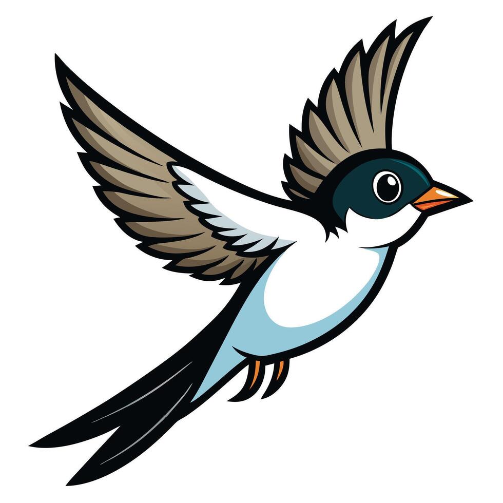 A cartoon bird flying in the air vector
