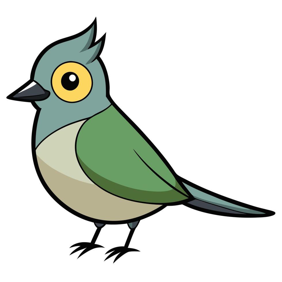 A cartoon bird with green and yellow feathers vector