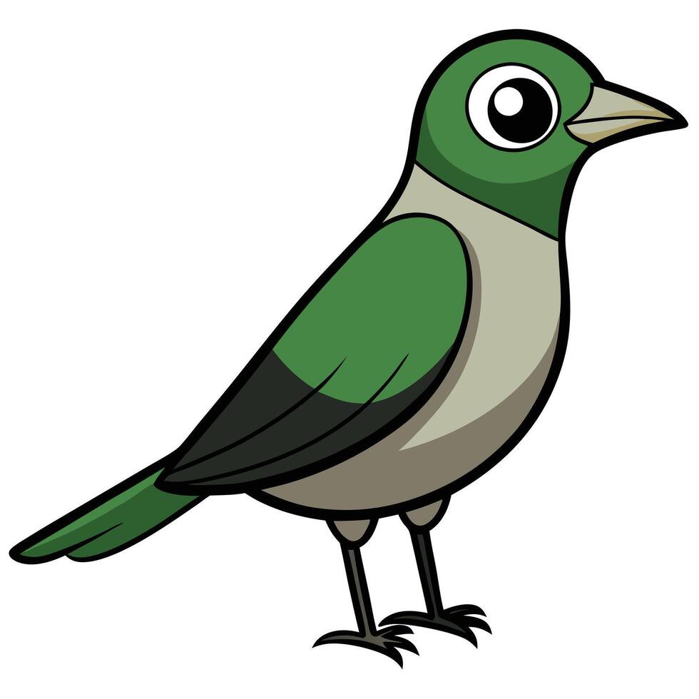A cartoon bird with green and gray feathers vector