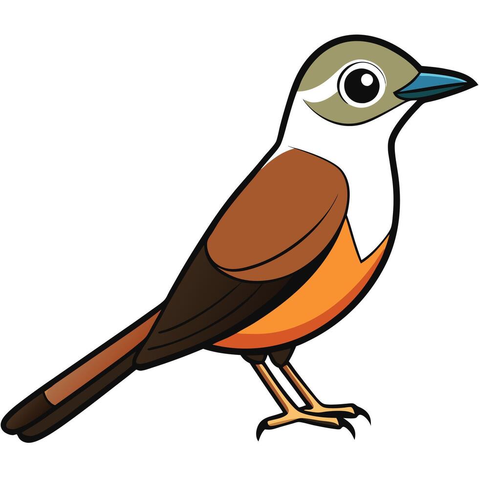 A cartoon bird with a white beak and brown body vector