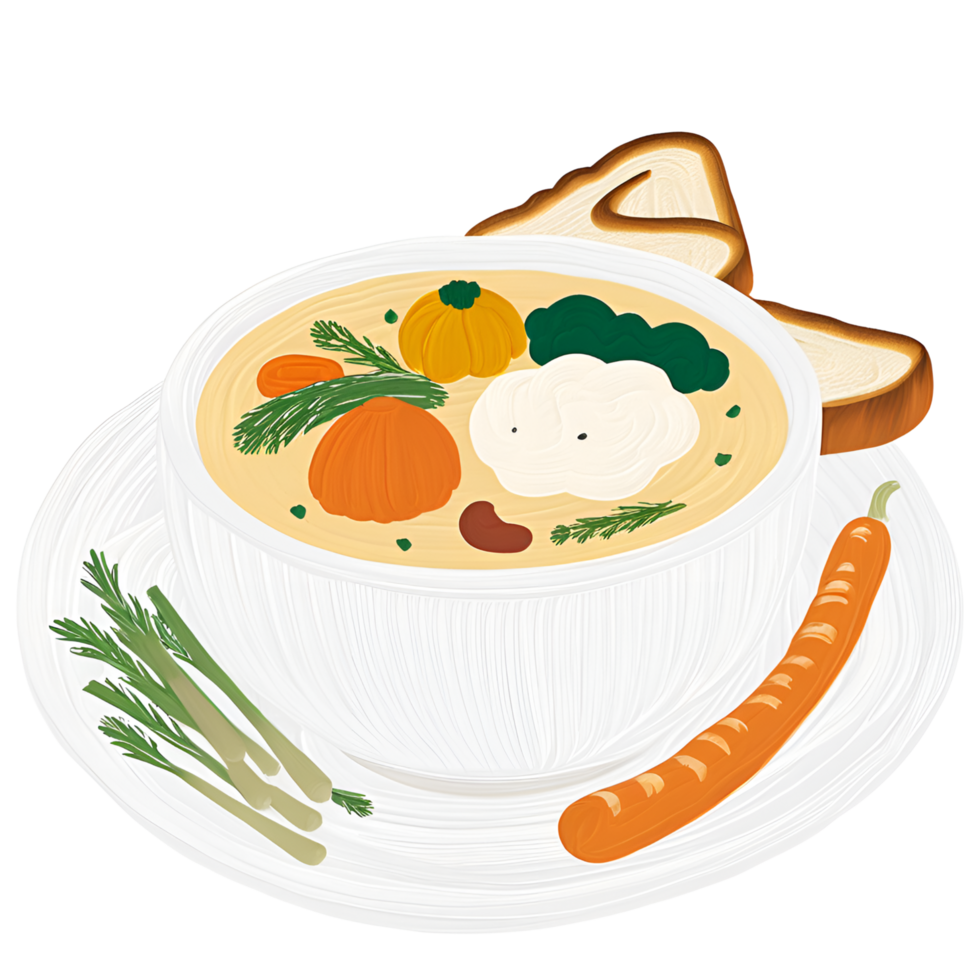 delicious soup using acrylic paint png