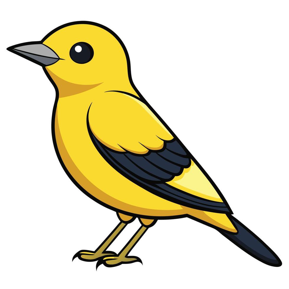 A cartoon yellow bird with black beak vector