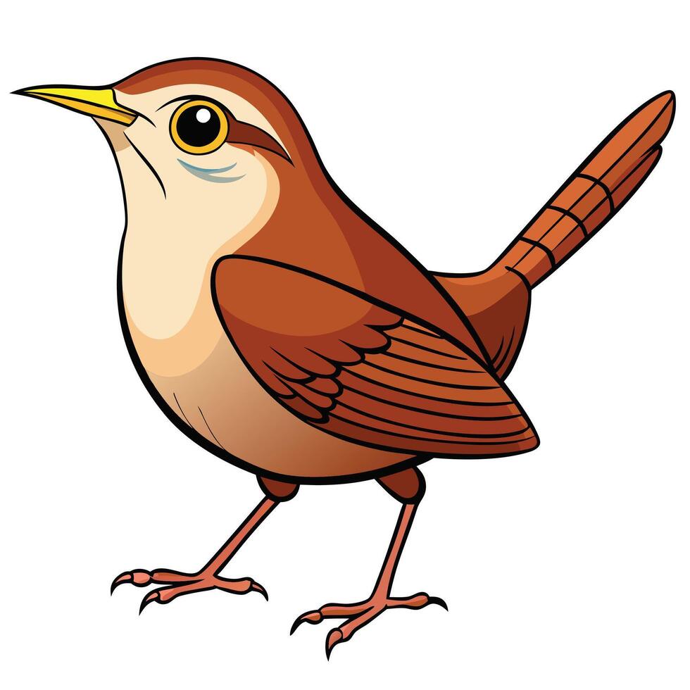 A cartoon brown bird with yellow eyes vector