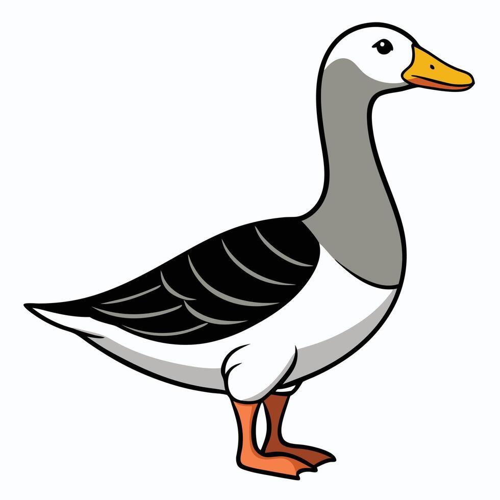 A cartoon goose standing on a white background vector