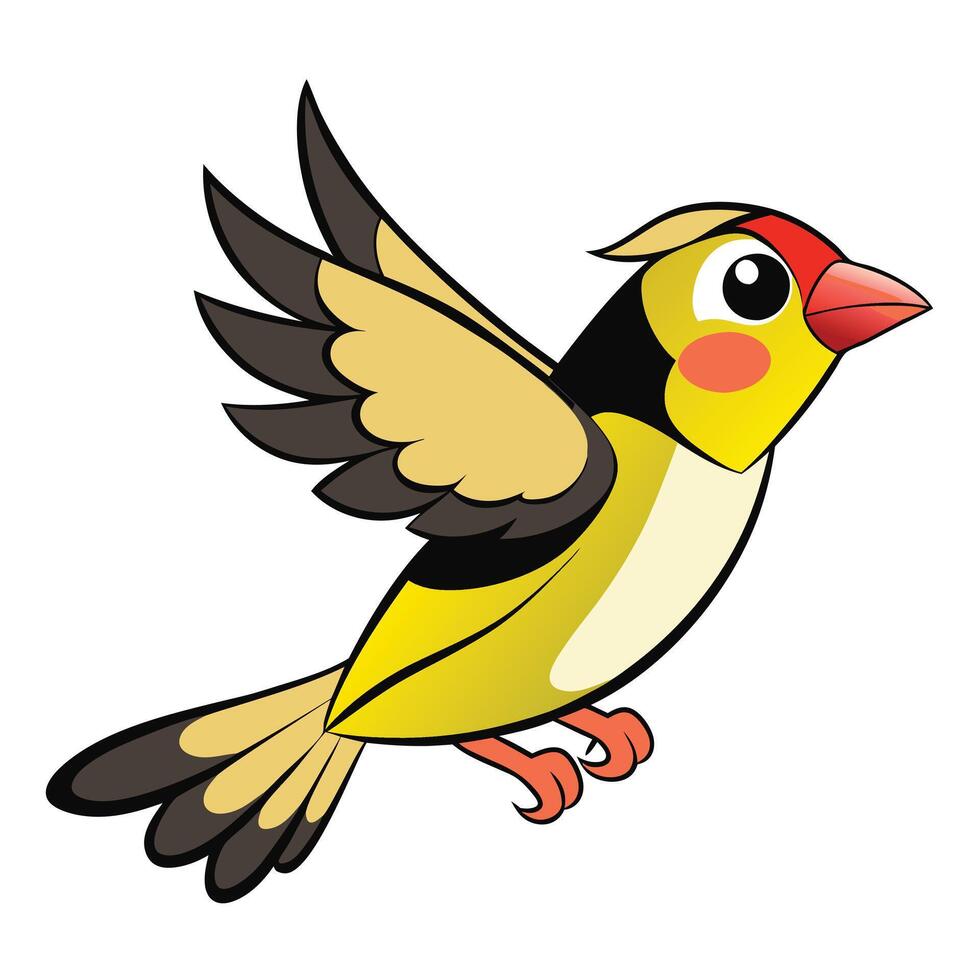 A cartoon bird flying with its wings spread vector