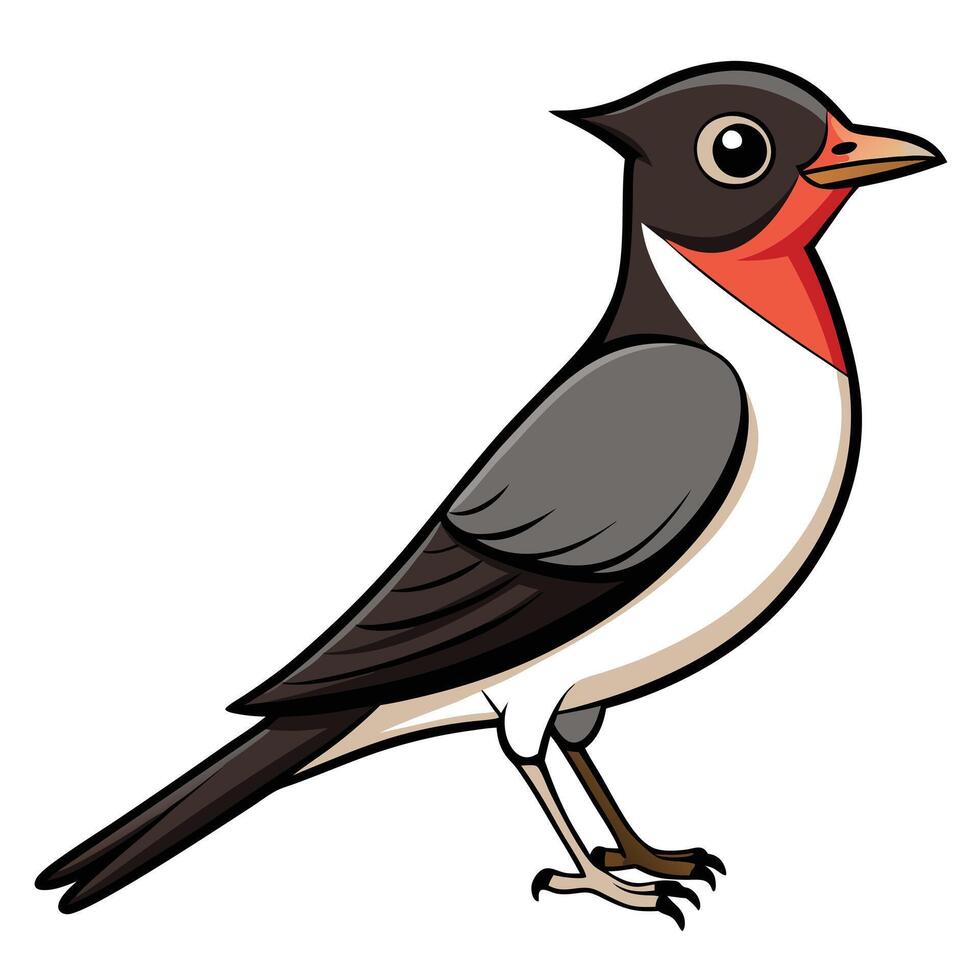 A cartoon bird with red and black feathers vector