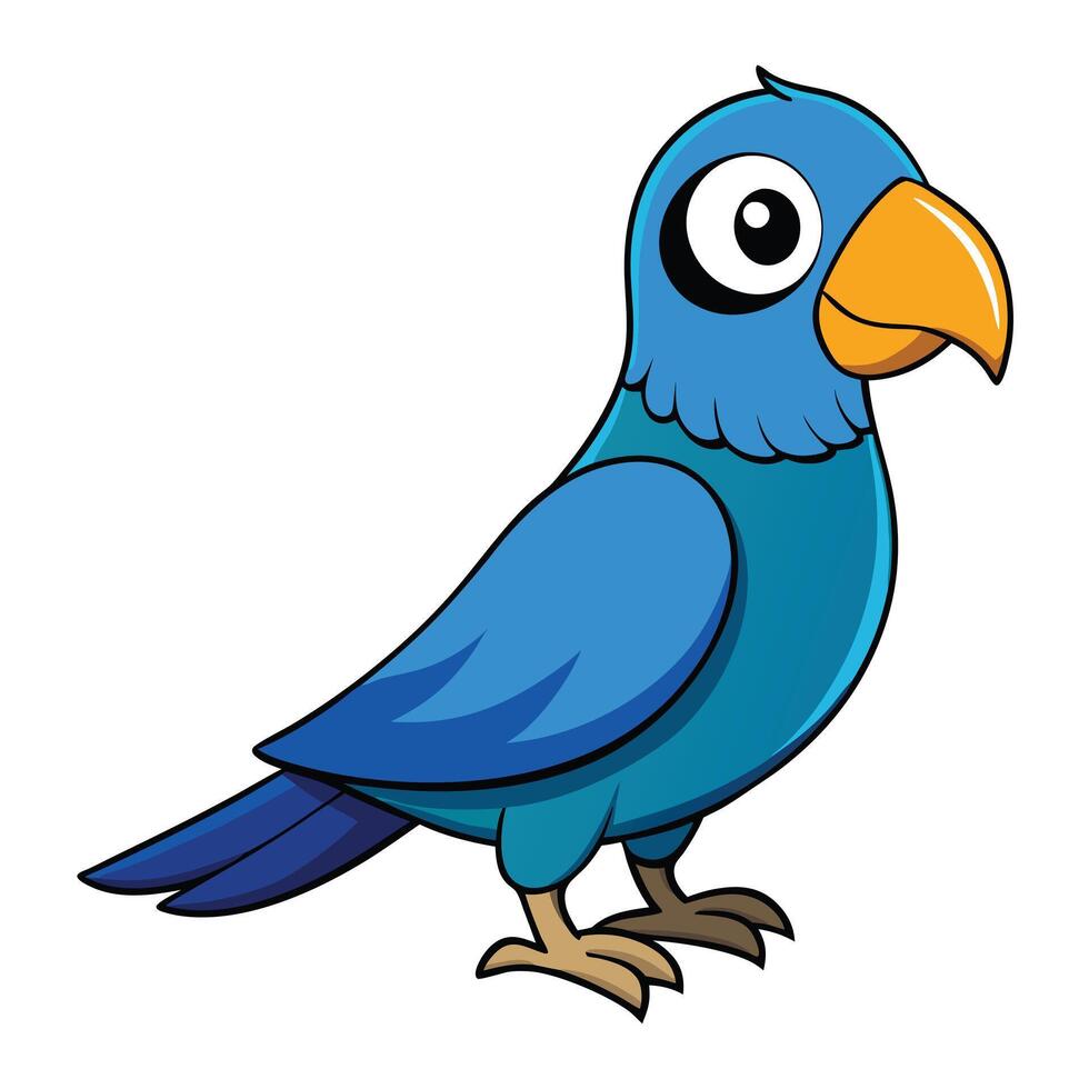Cartoon blue parrot illustration vector