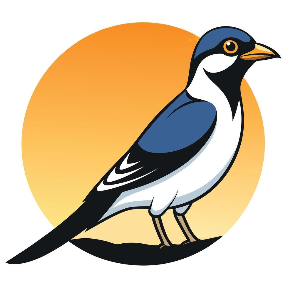 A cartoon bird with a yellow beak and blue eyes vector