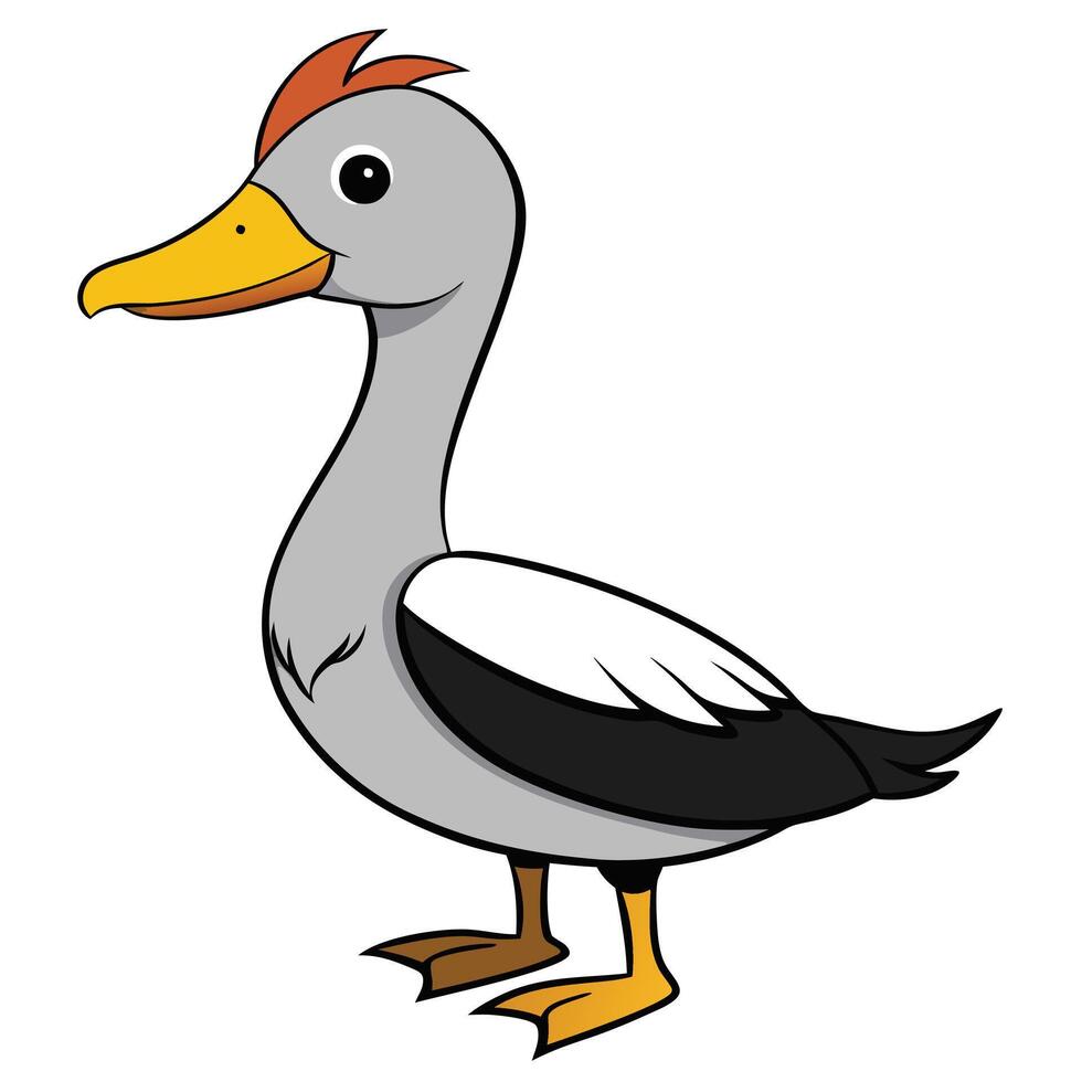 Cartoon duck with orange beak and black legs vector