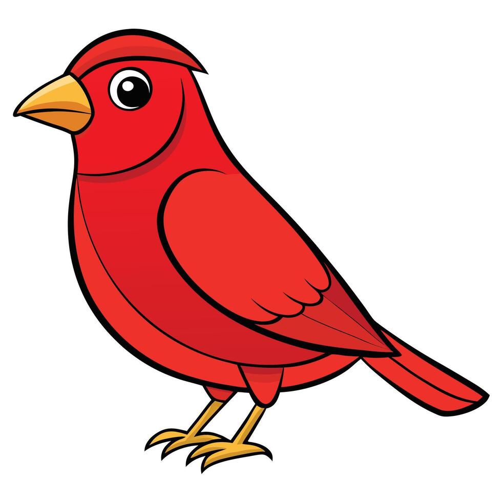A cartoon red bird with a big beak vector