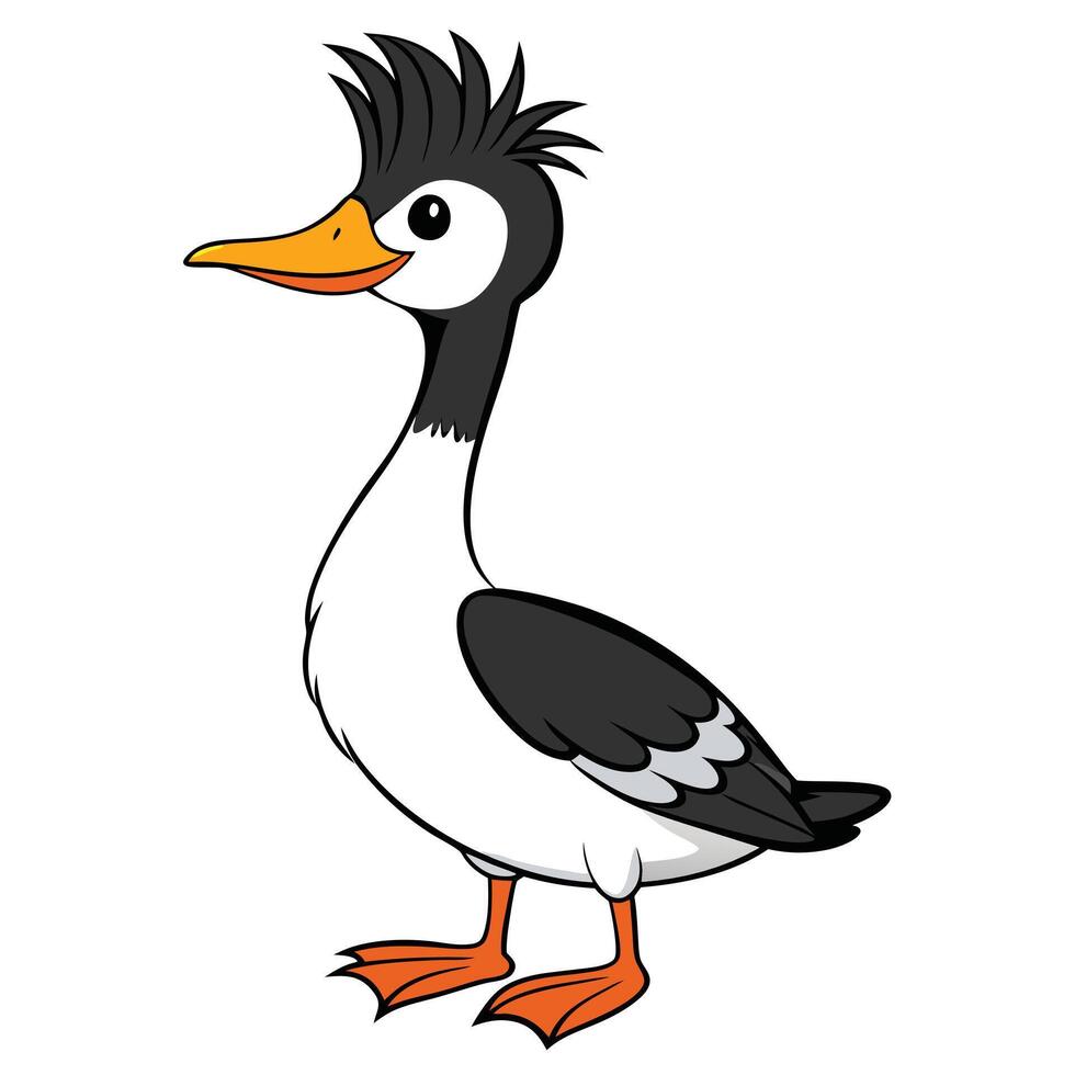 Cartoon duck with black and white feathers vector