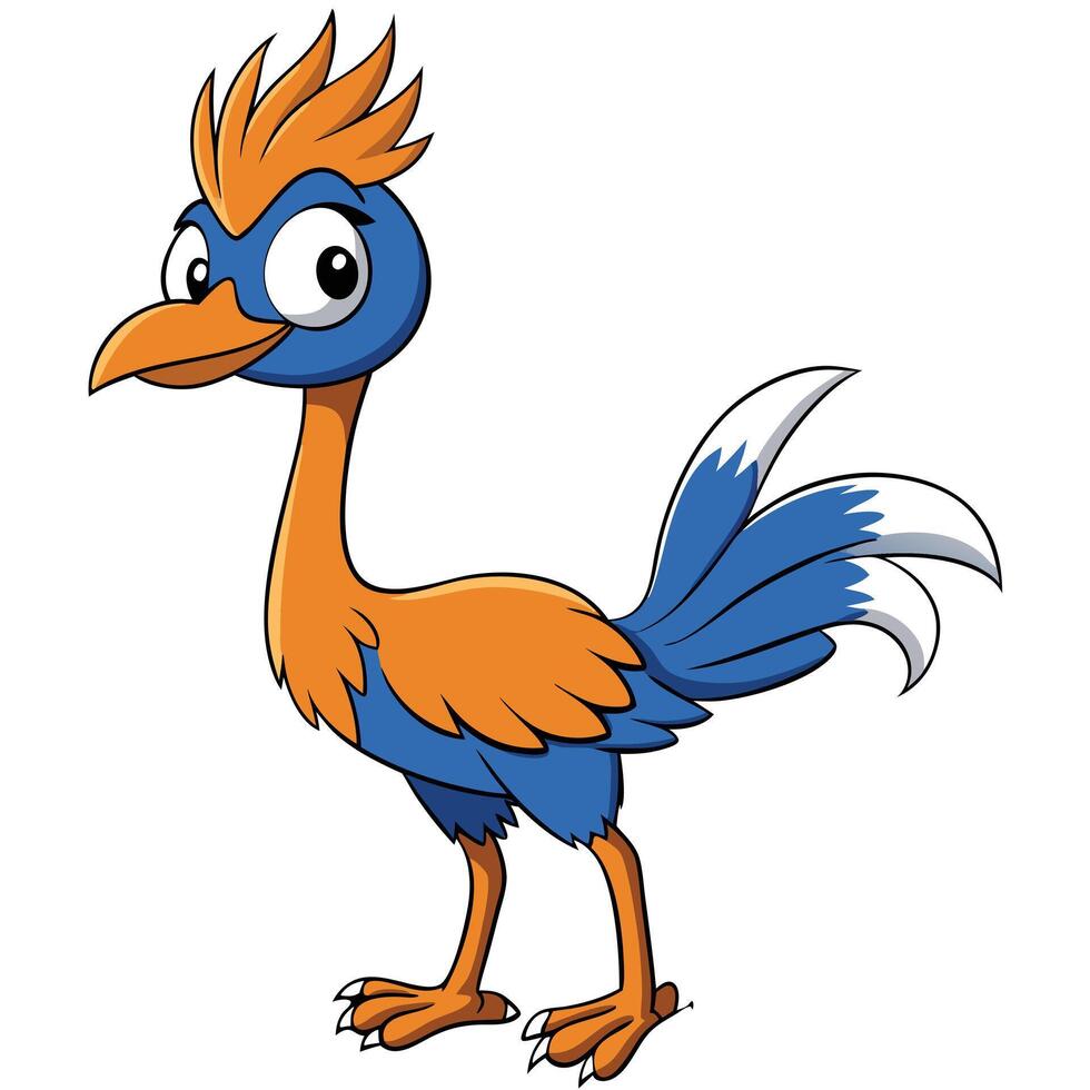 Cartoon bird with orange and blue feathers vector
