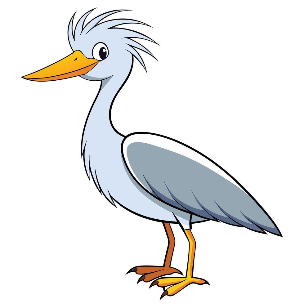 A cartoon bird with long beak and long legs vector