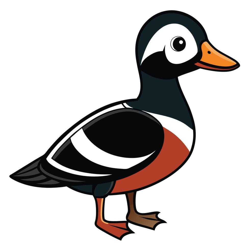 A cartoon duck with orange and black feathers vector