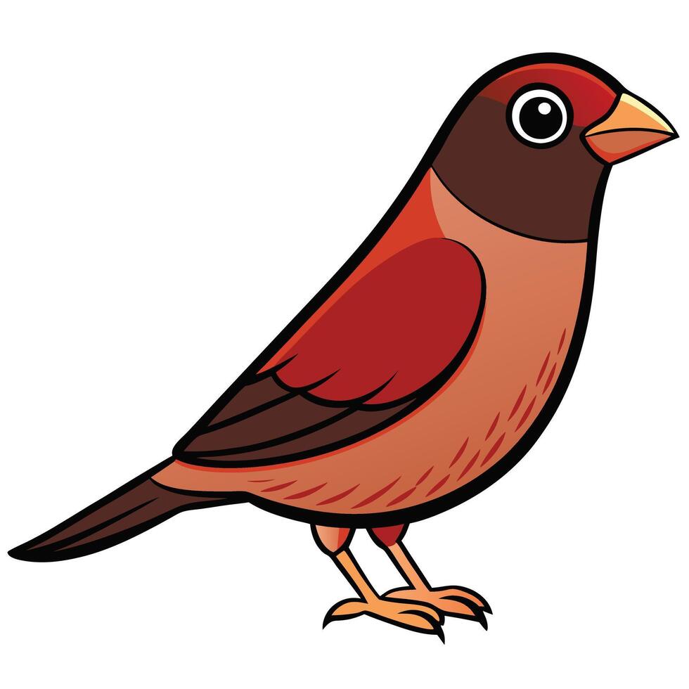 A cartoon bird with a red and black beak vector