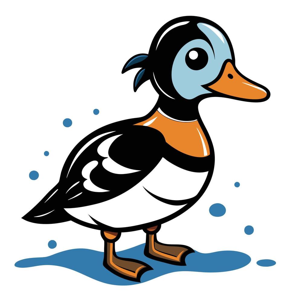 A cartoon duck with blue and orange feathers vector