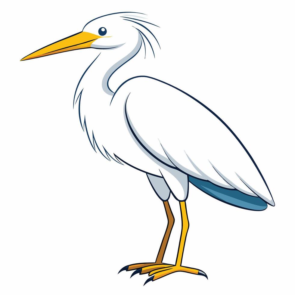 An illustration of a white heron vector