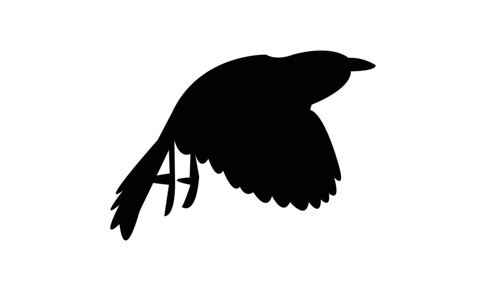 Flying Abbott's babbler Bird Black Silhouette vector