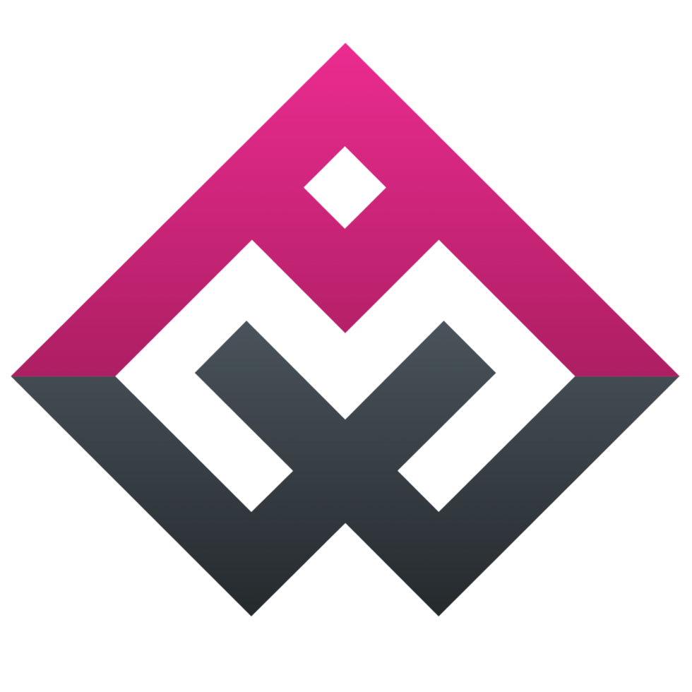 The logo for the company, which is pink and black png