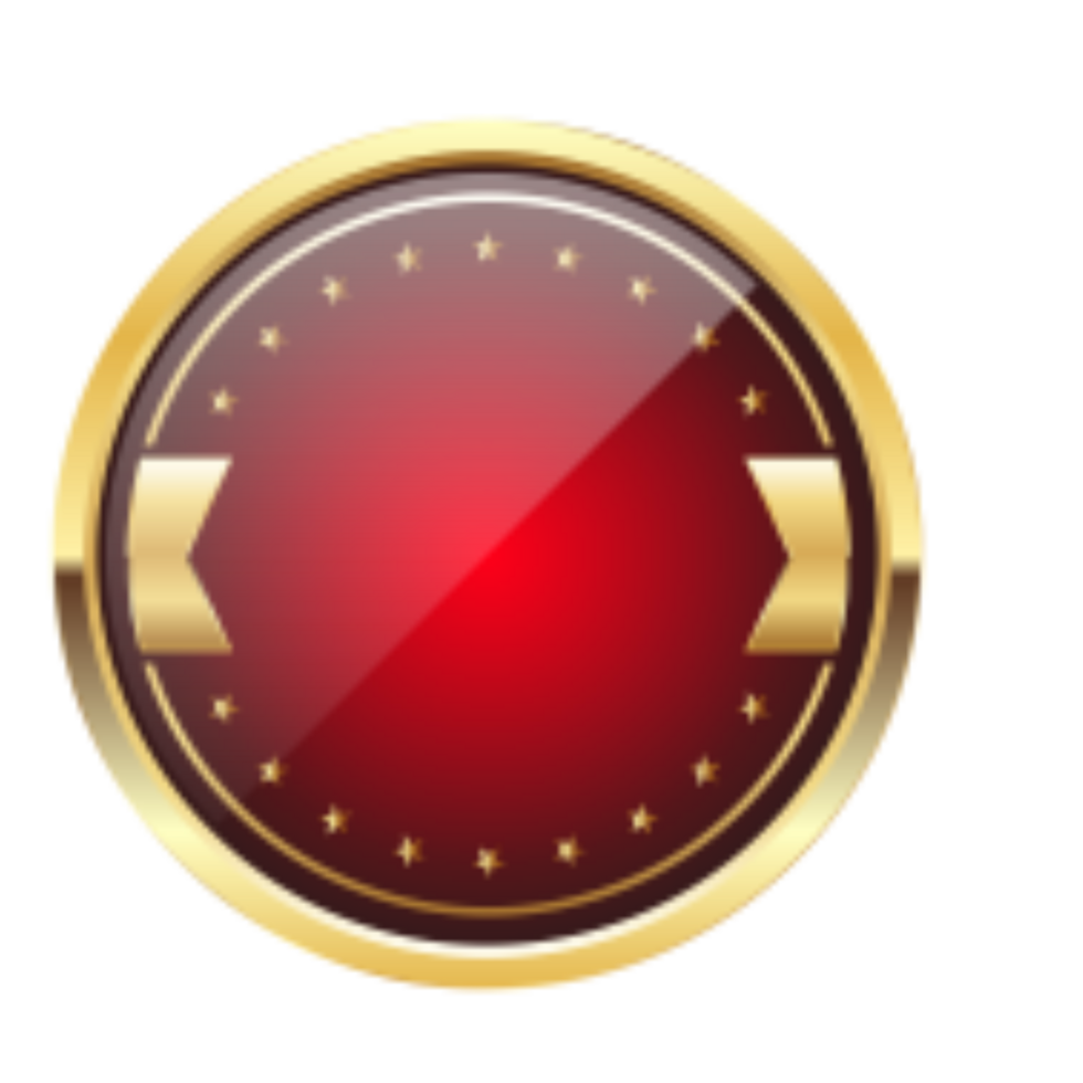 A red button with gold trim png