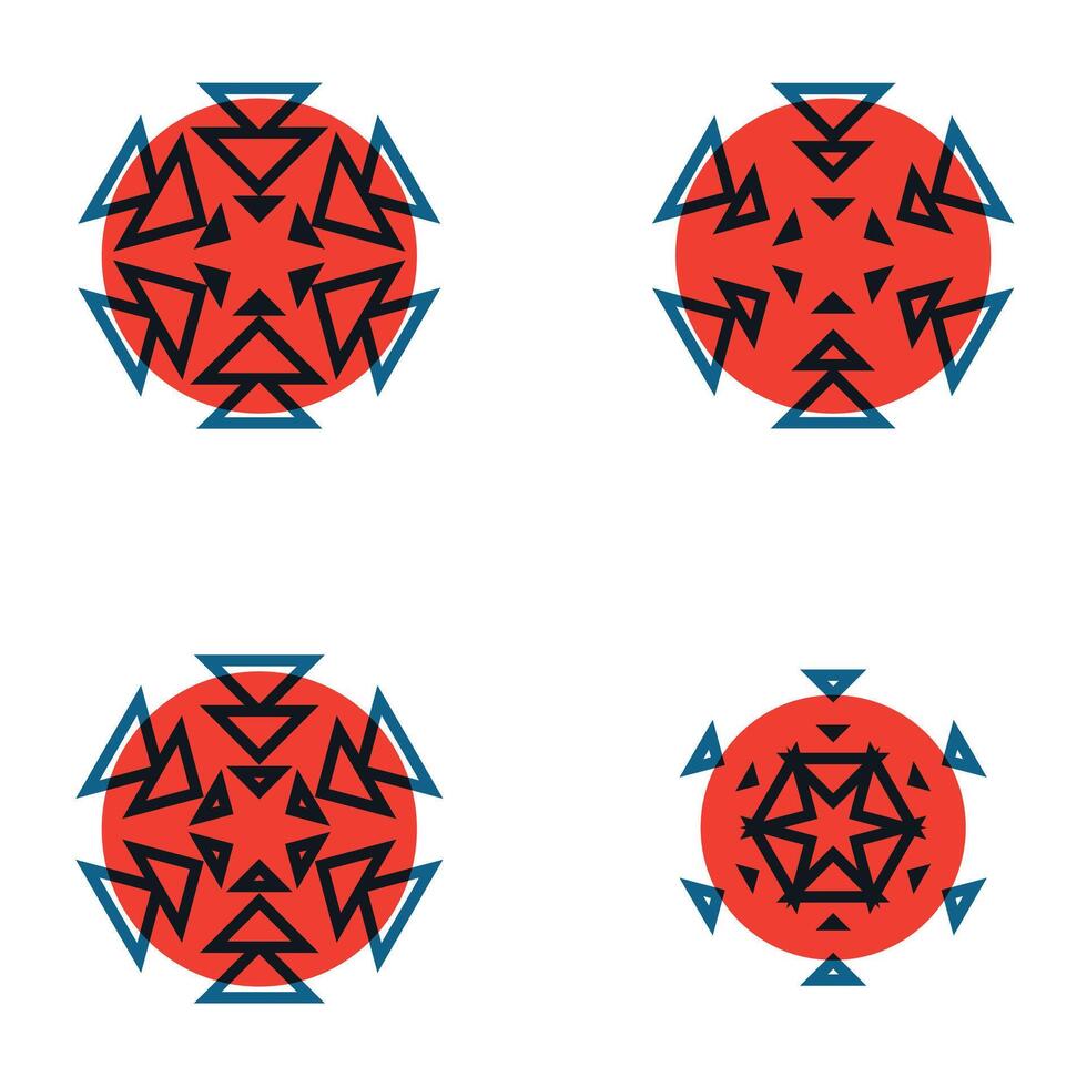 Set of geometric images, ornaments, logos in ethnic style. Design element for fabric, textile, clothing, wrapping paper, wallpaper vector