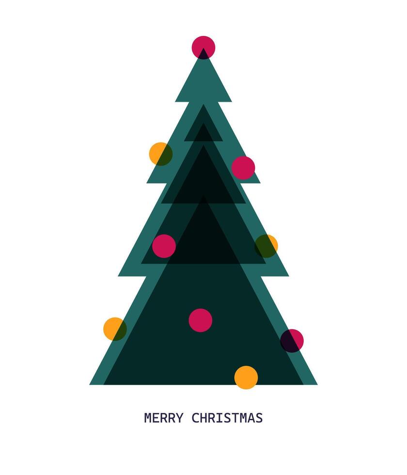 Christmas card in a minimalist, geometric style. Risograph print effect. Merry Christmas vector